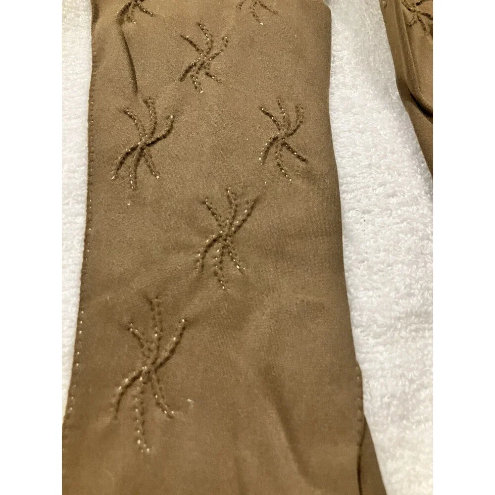Vintage “Crelon” By Crescendoe Nylon Women’s Church Embellished Brown Gloves
